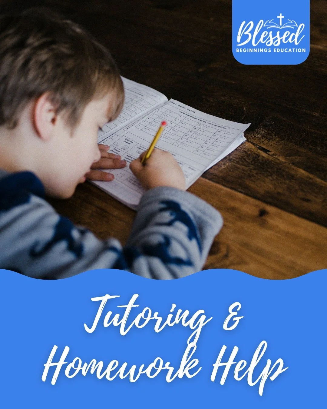 Service Spotlight ✨

Tutoring &amp; Homework Help

At Blessed Beginnings Education, we provide additional learning support in-person or online for all subjects taught in the PreK-4 classroom including remedial instruction for gap areas in learning an