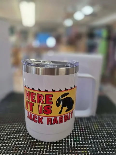 "Here it is" Jack Rabbit Travel Mugs