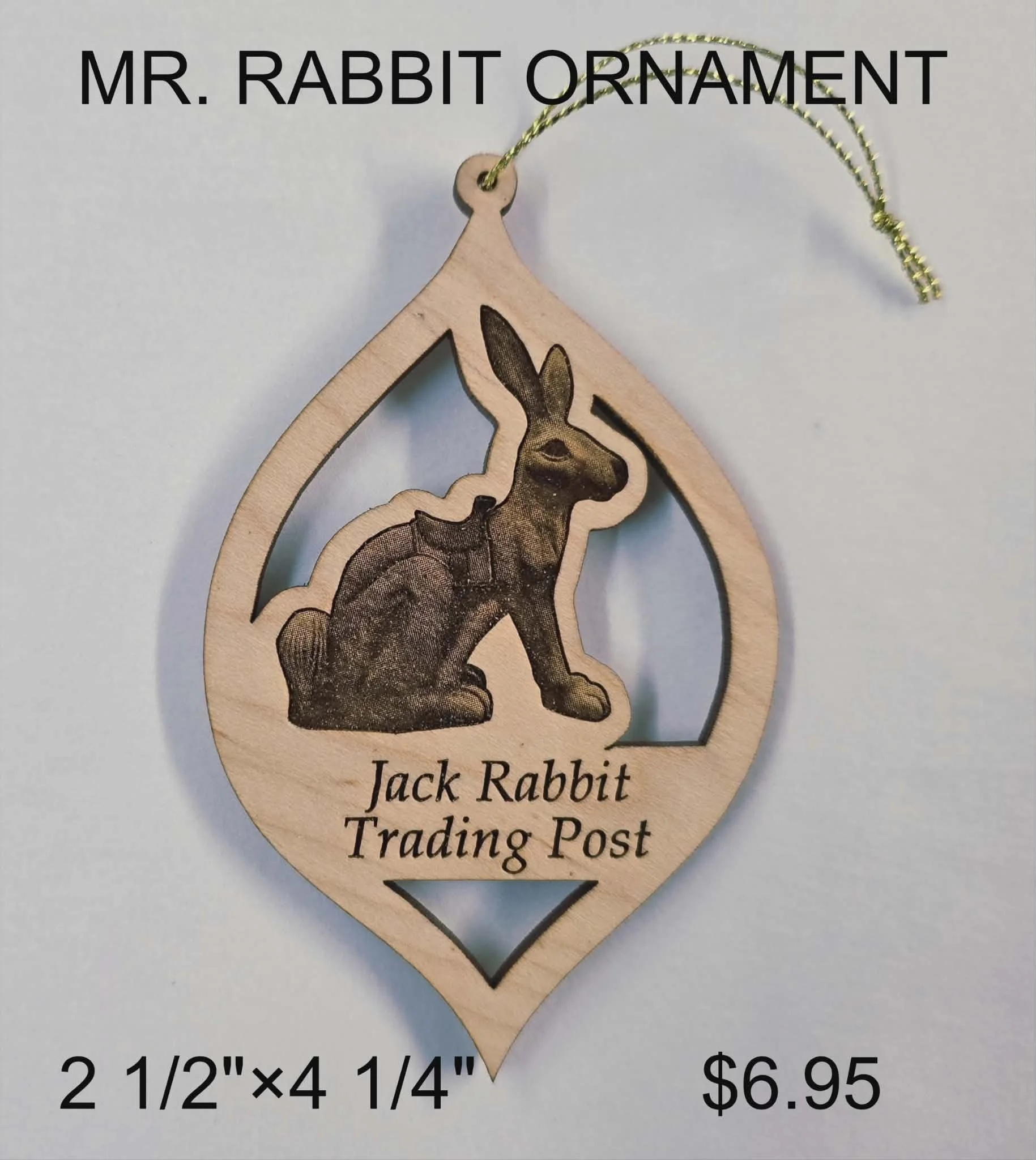 Jack Rabbit Wooden Ornament