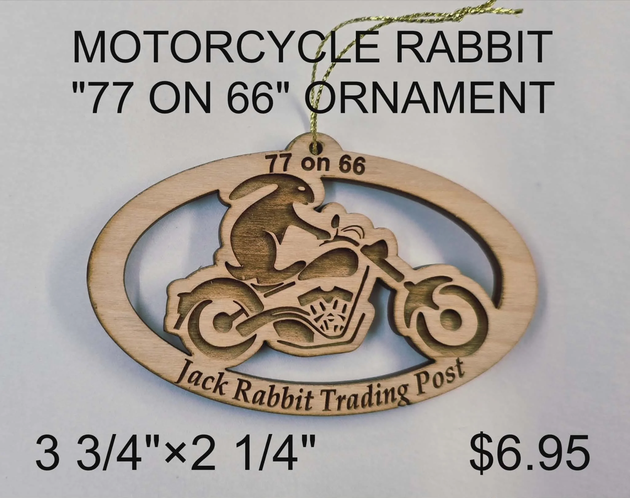 Motorcycle Rabbit Wooden Ornament