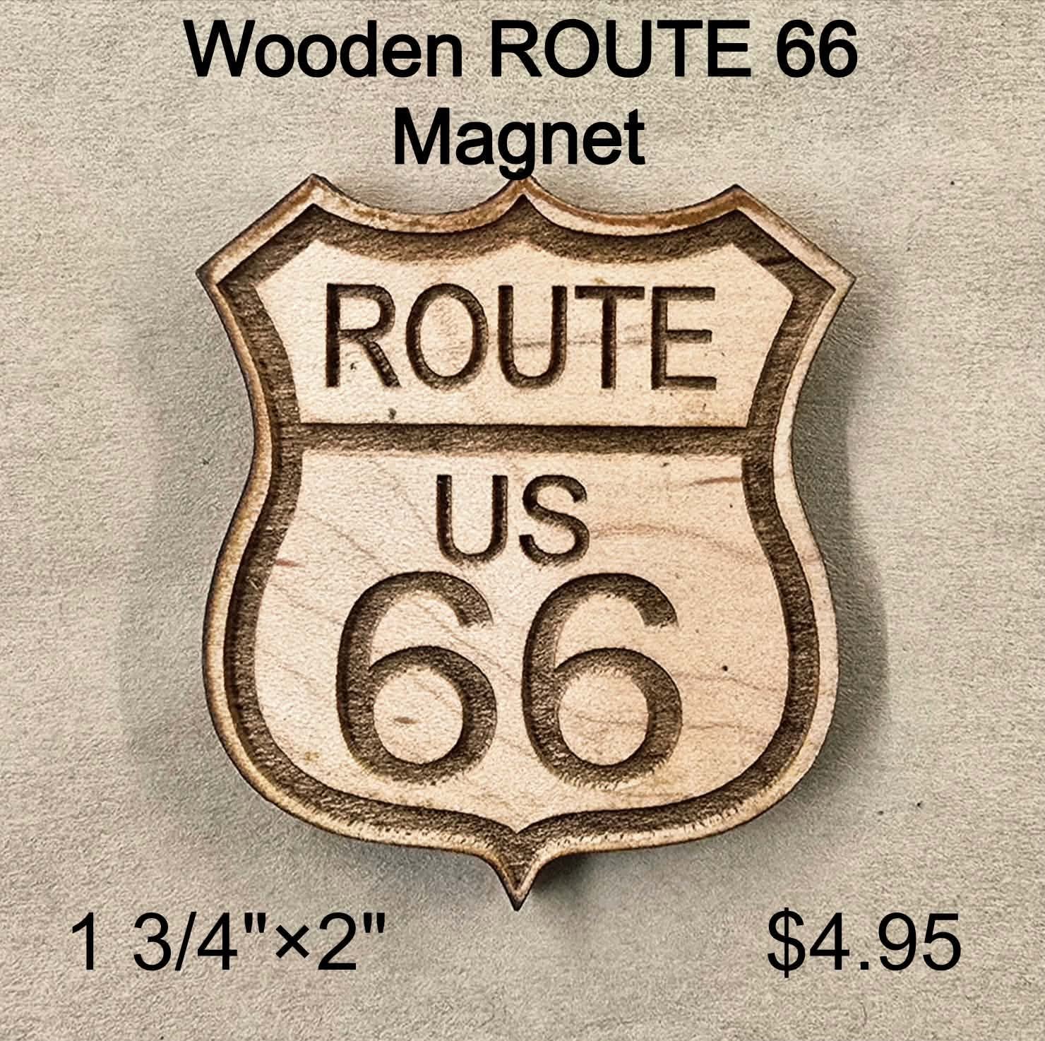 Wooden Route 66 Magnet