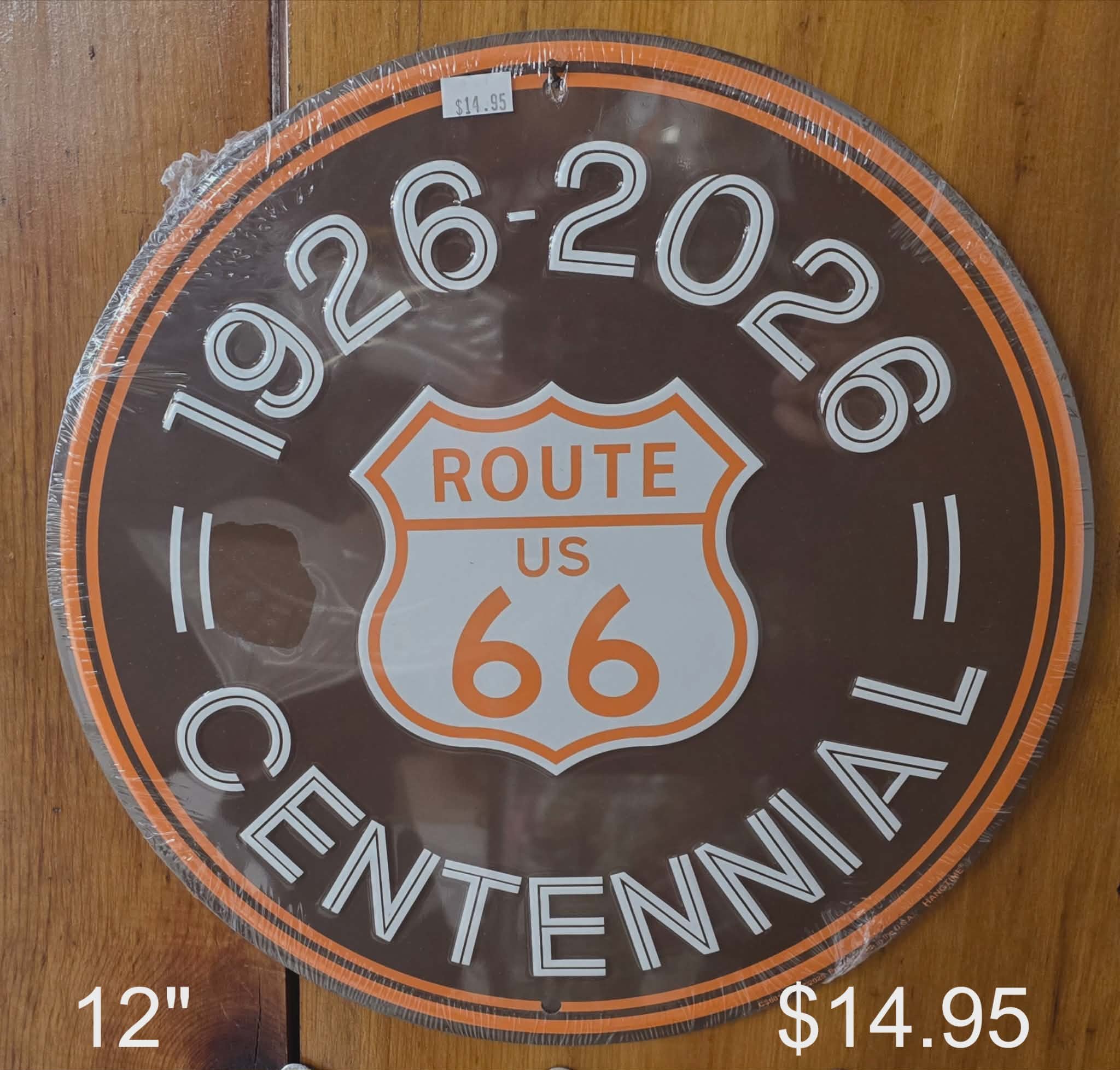 Route 66 Shield - Centennial Round  - Brown & Orange