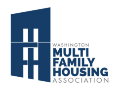Logo of Washington Multi Family Housing Association with a stylized building icon and blue text.