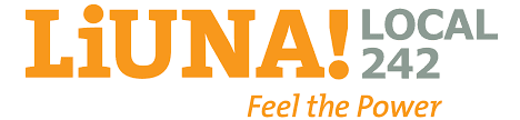 Logo of LiUNA! Local 242 with the slogan 'Feel the Power'.