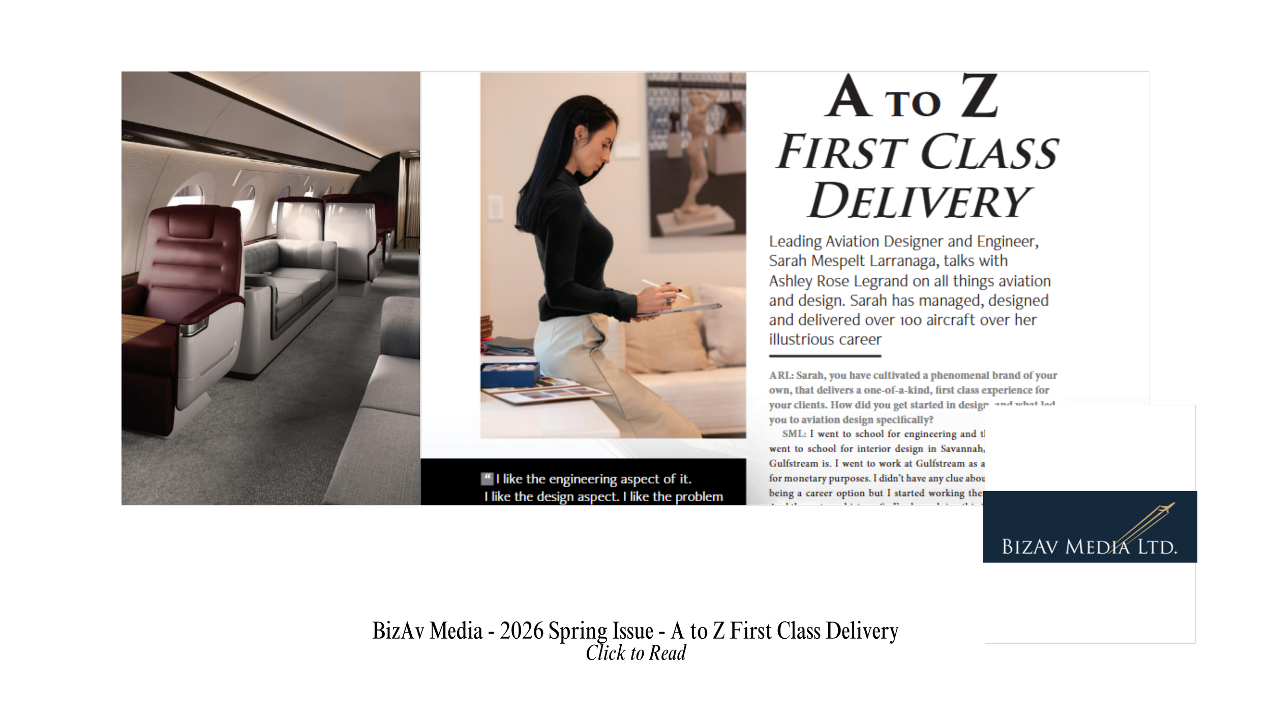 Sarah Larranaga's feature on BizAv's 2026 Spring Issue talks about all things aviation and design. 