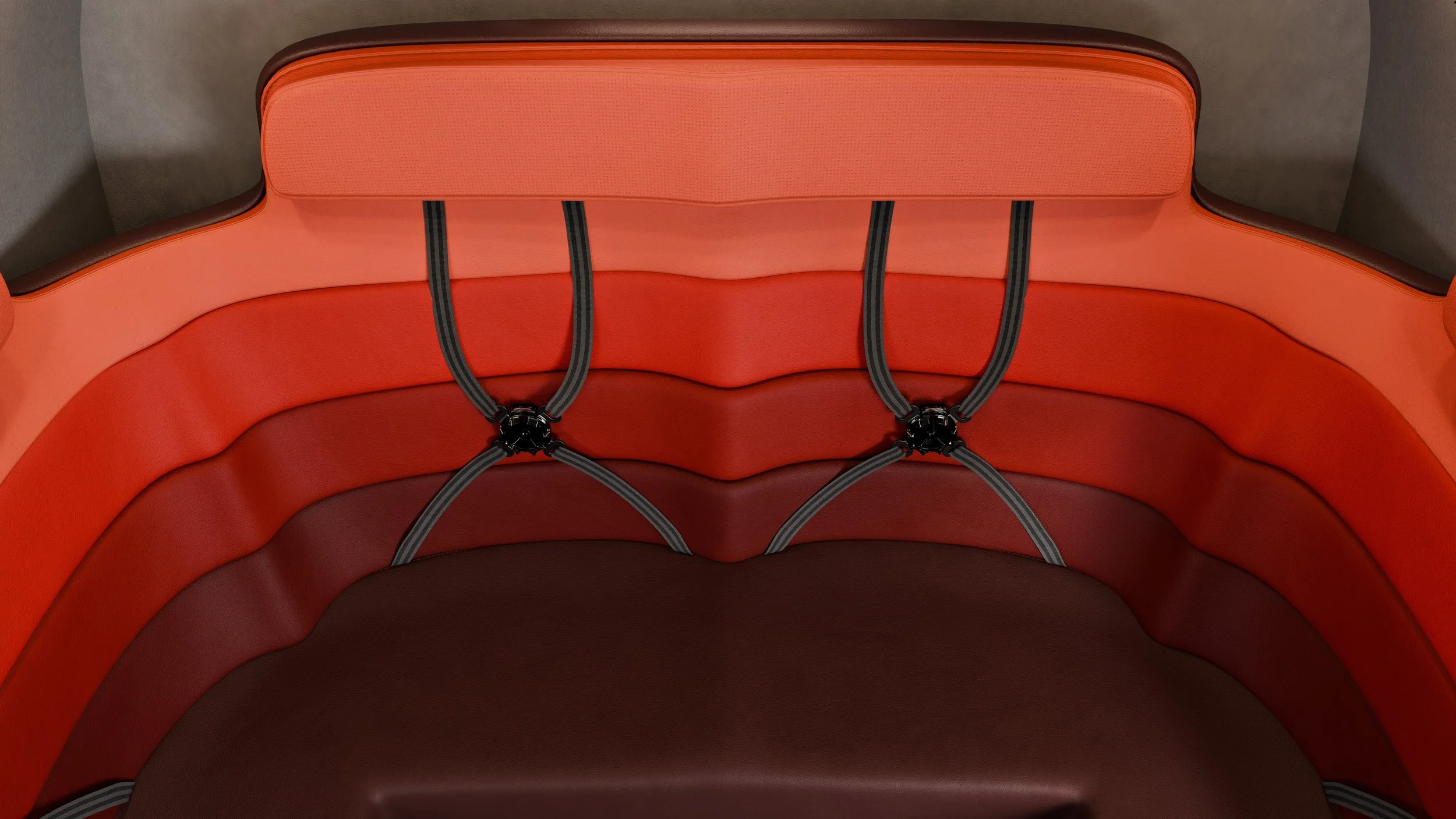 The custom seats of a bespoke Bell 525 Relentless by top private jet designer Sarah Larranaga in collaboration with Christopher Nobles.