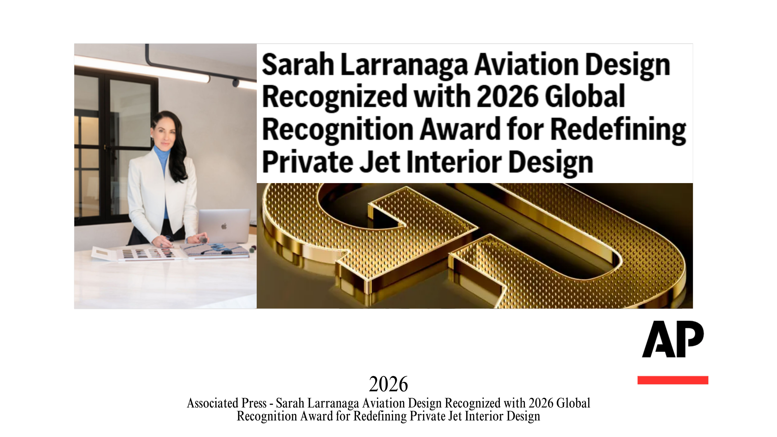Sarah Larranaga's feature on Associated Press about her Global Recognition Award