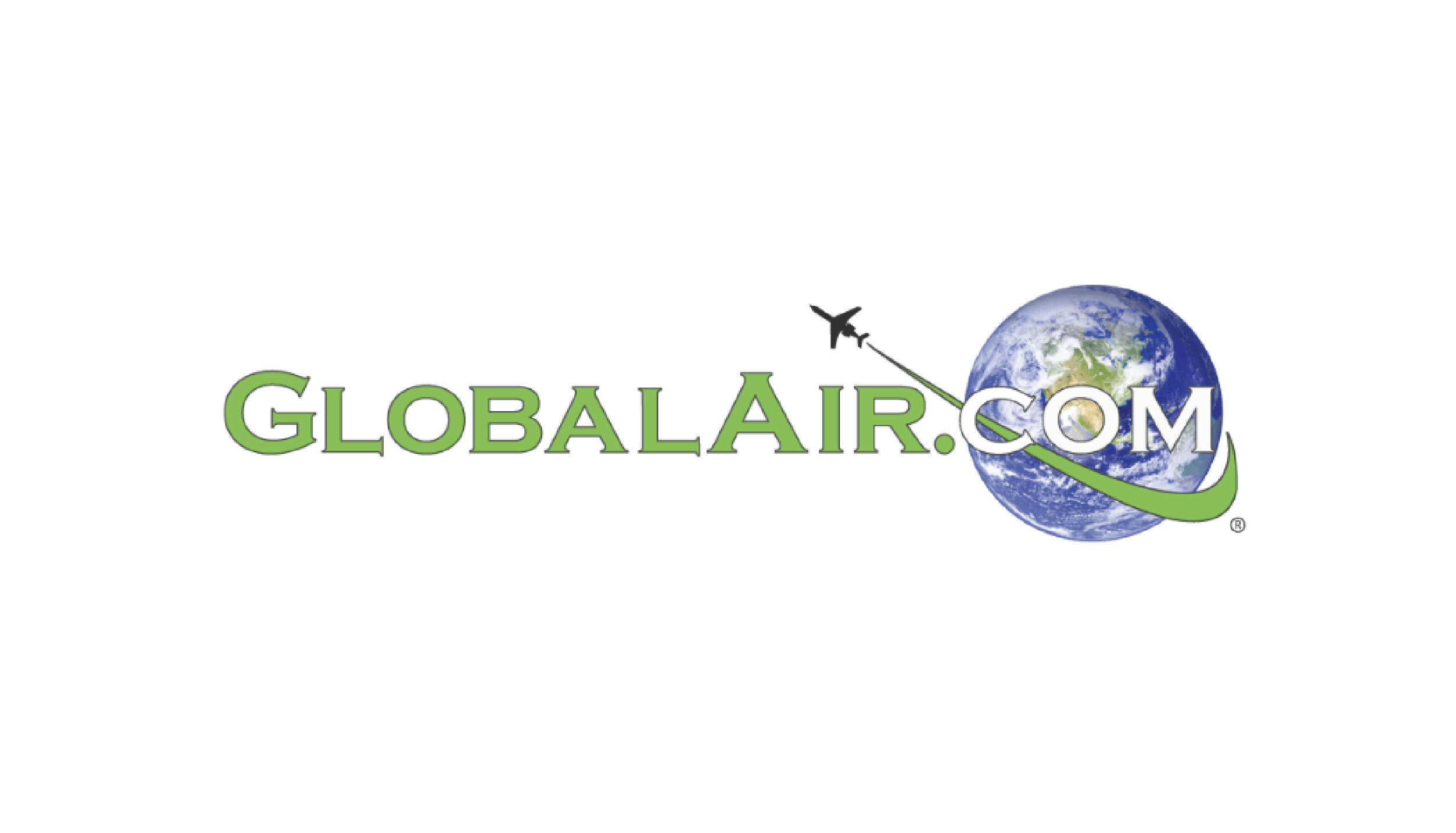 Logo with the text 'GLOBALAIR.COM' and an image of Earth with a green swoosh. Top private jet designer Sarah Larranaga feature.