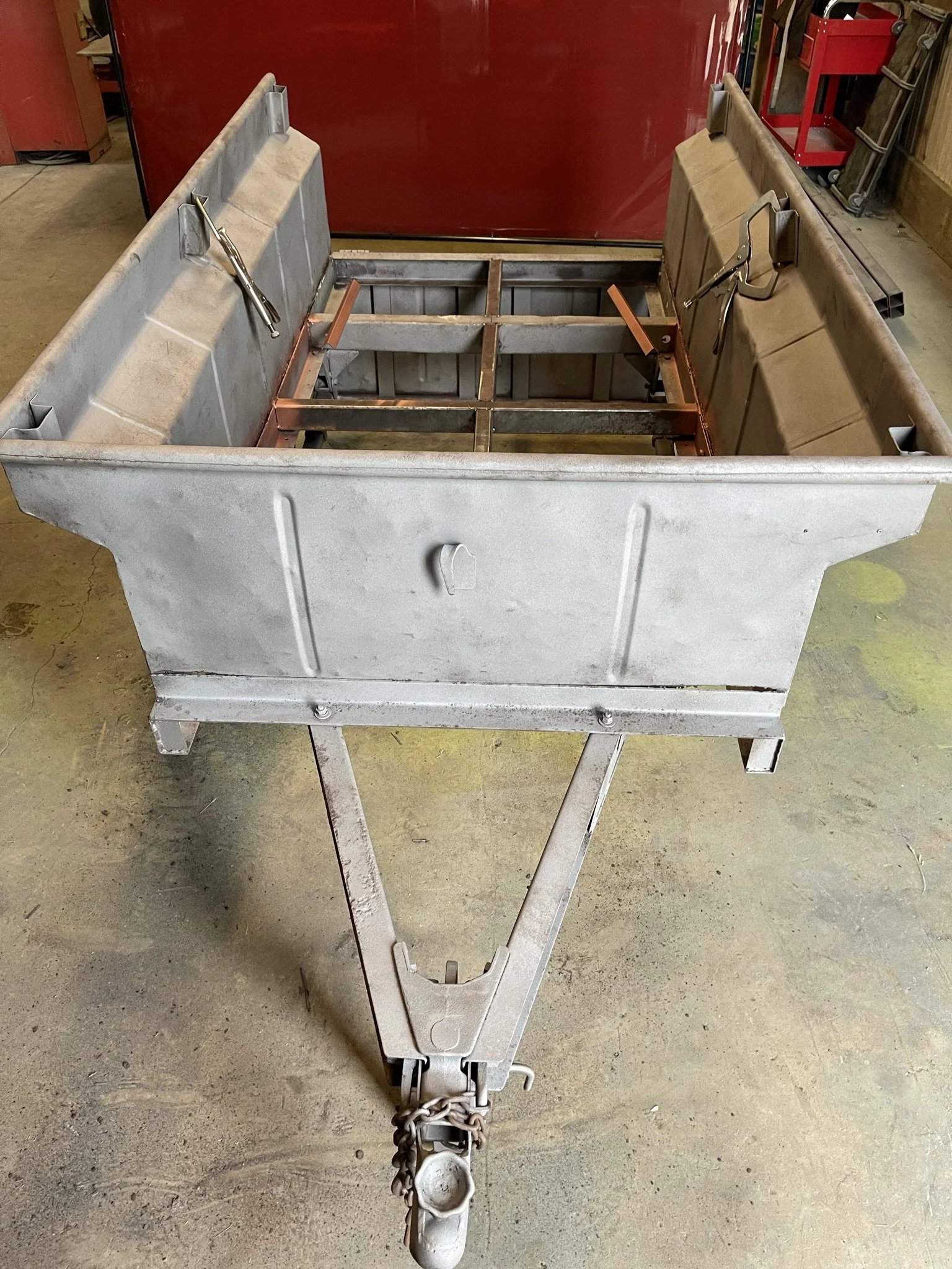 Sandblasted and the rusted floor removed.