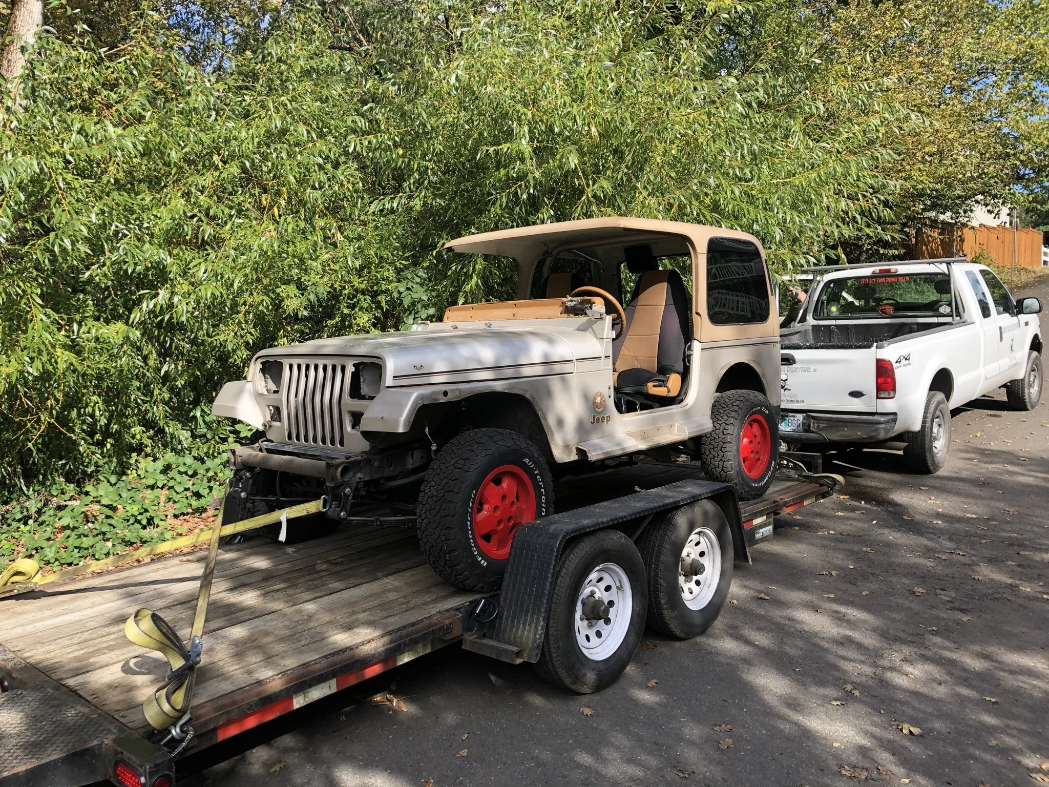 On the trailer to the shop!