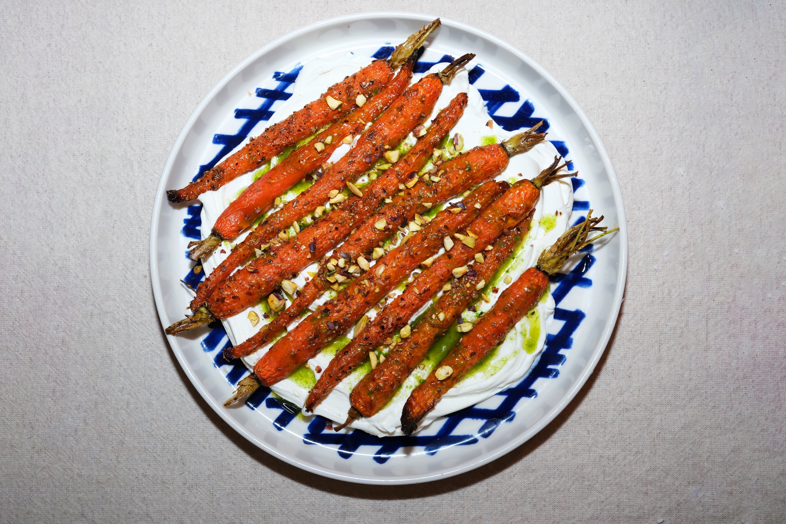 Roasted Carrots with Herb Oil & Labneh