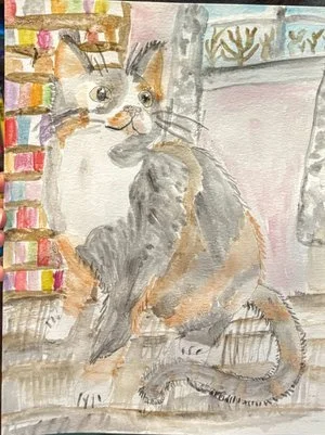 Crazy for Cats Watercolor Workshop at Round-a-Bout Bagels Cat Café! September 5th.