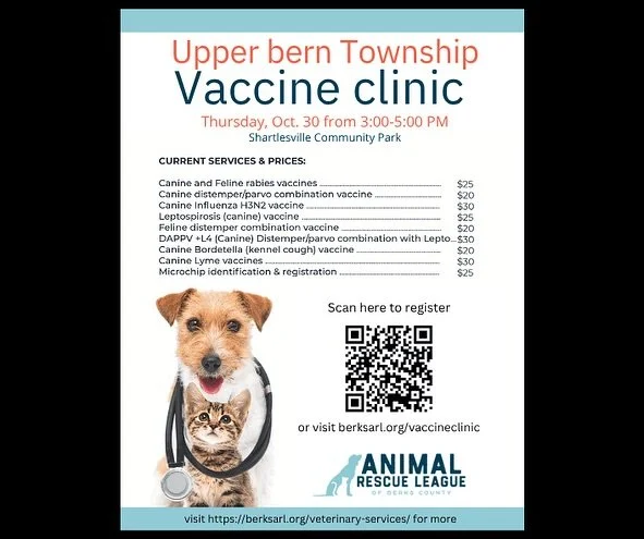 Sometimes the quietest acts of love happen in parking lots — like this one. 💉🐾
The Animal Rescue League of Berks County @arlofberksco is hosting a low-cost rabies vaccine clinic this Thursday, Oct. 30 from 3–5 PM at Shartlesville Commu