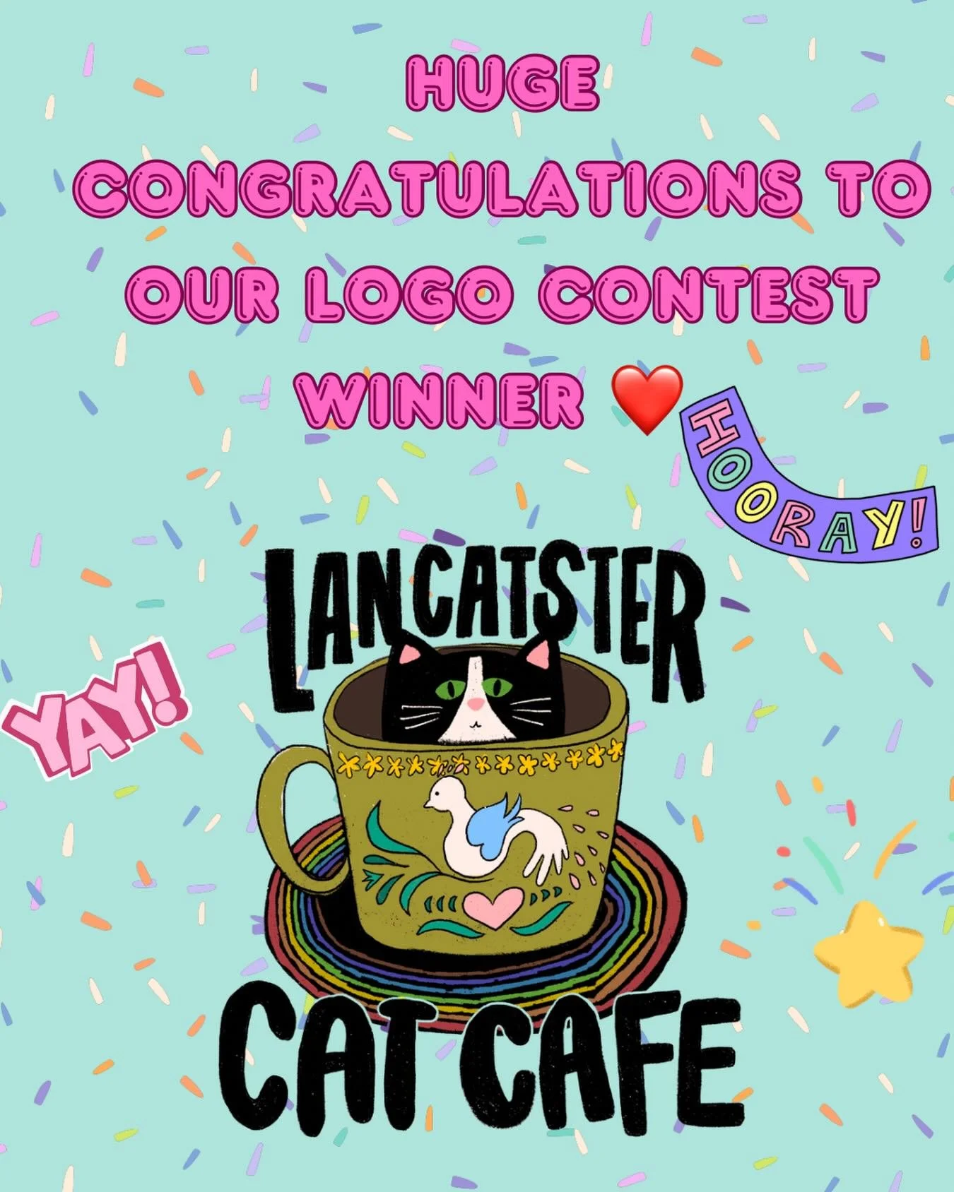A logo chosen by the people.

After 80+ submissions, @lancatstercatcafe  has officially crowned its contest winner &mdash; and the new design is already making its way into merch.

What stood out most wasn&rsquo;t just the art&hellip; it was the proc