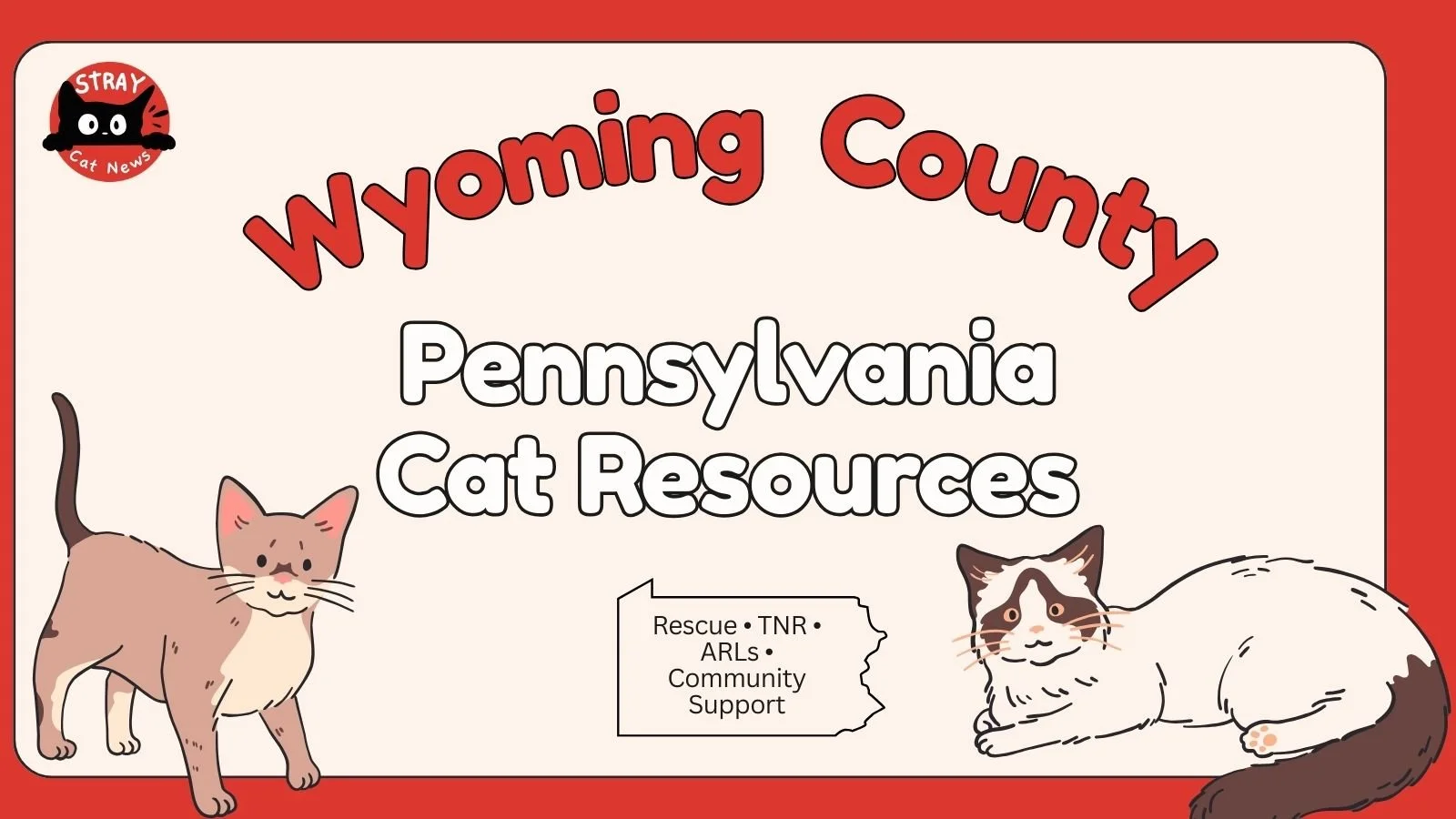 Wyoming County Pennsylvania cat rescue resources including TNR programs, animal rescue leagues, and community cat support.