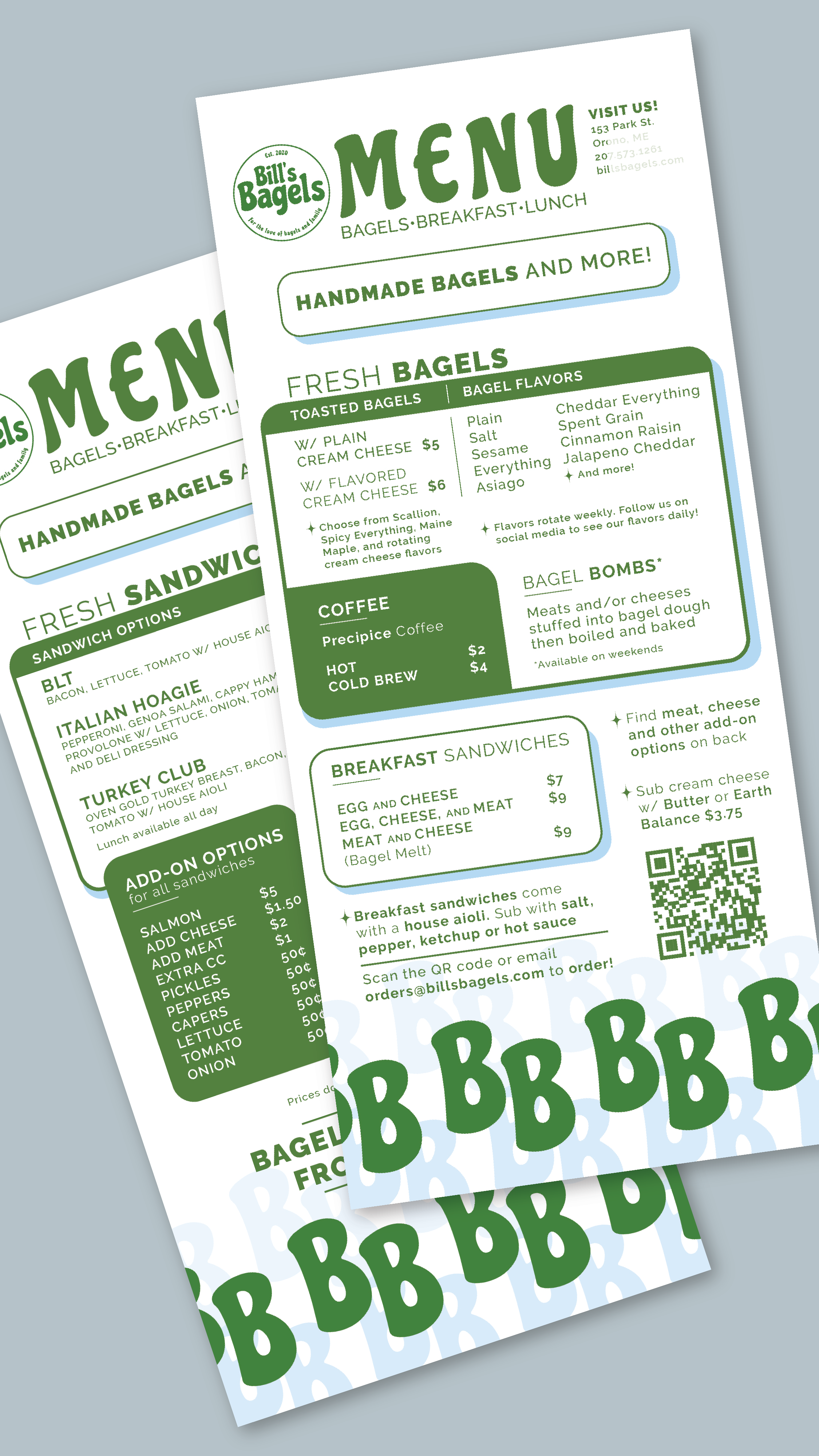 Bill's Bagels menu design
