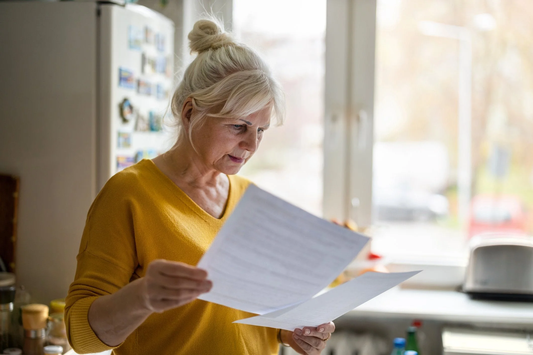 Lady reading legal papers