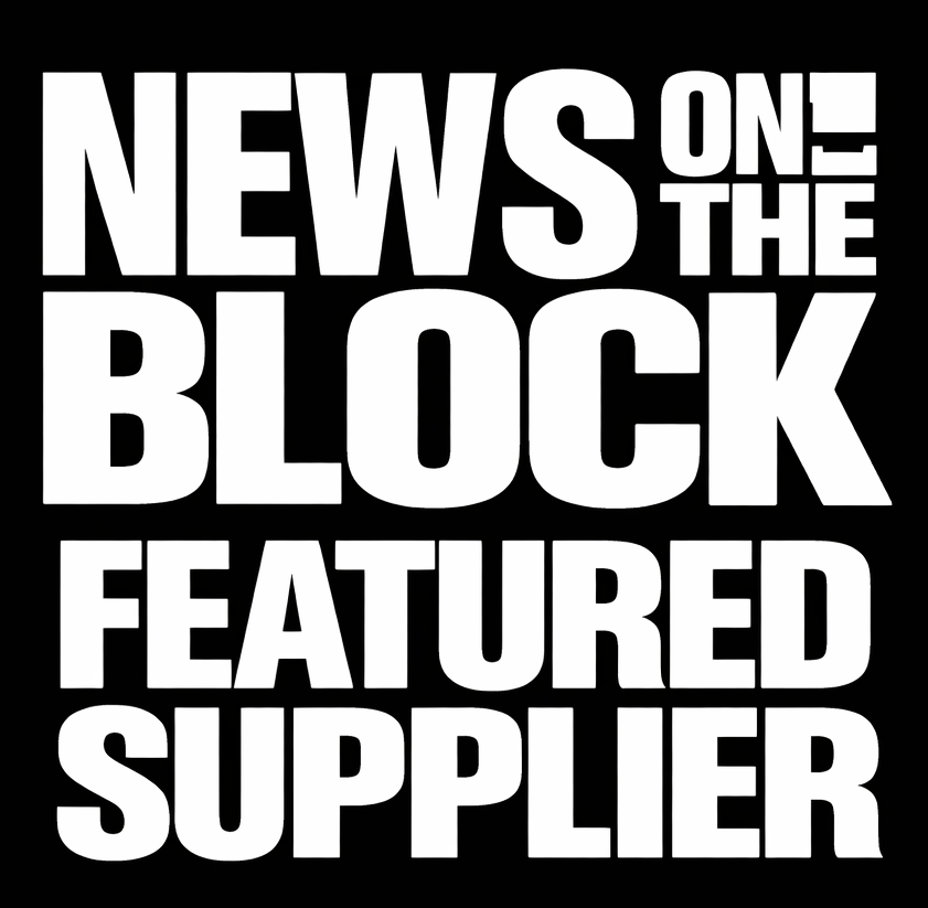 White text on a black background reading BLOCK MANAGEMENT NEWS ON THE BLOCK FEATURED SUPPLIER in bold, all caps letters.