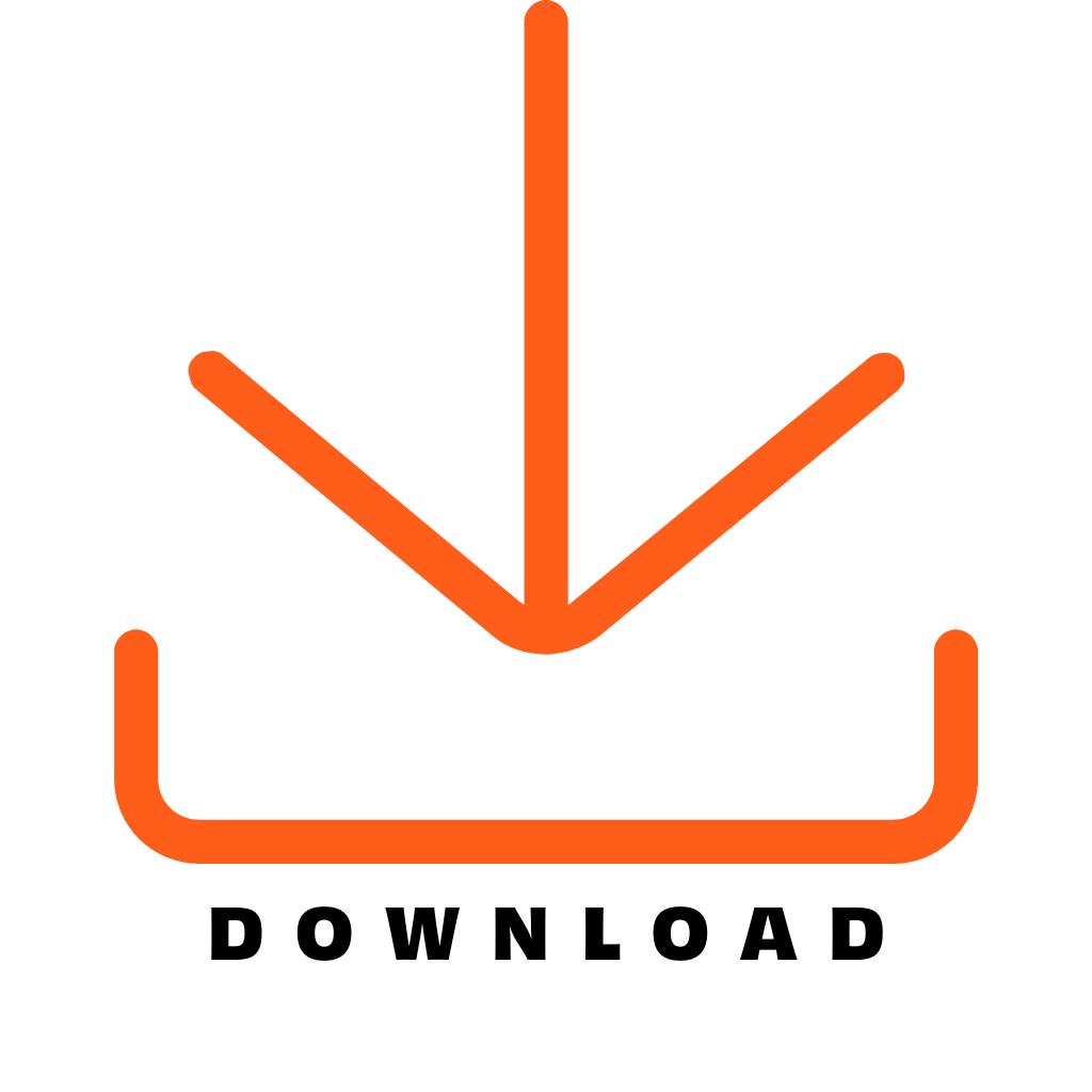 Download icon with orange arrow pointing downward into a box.