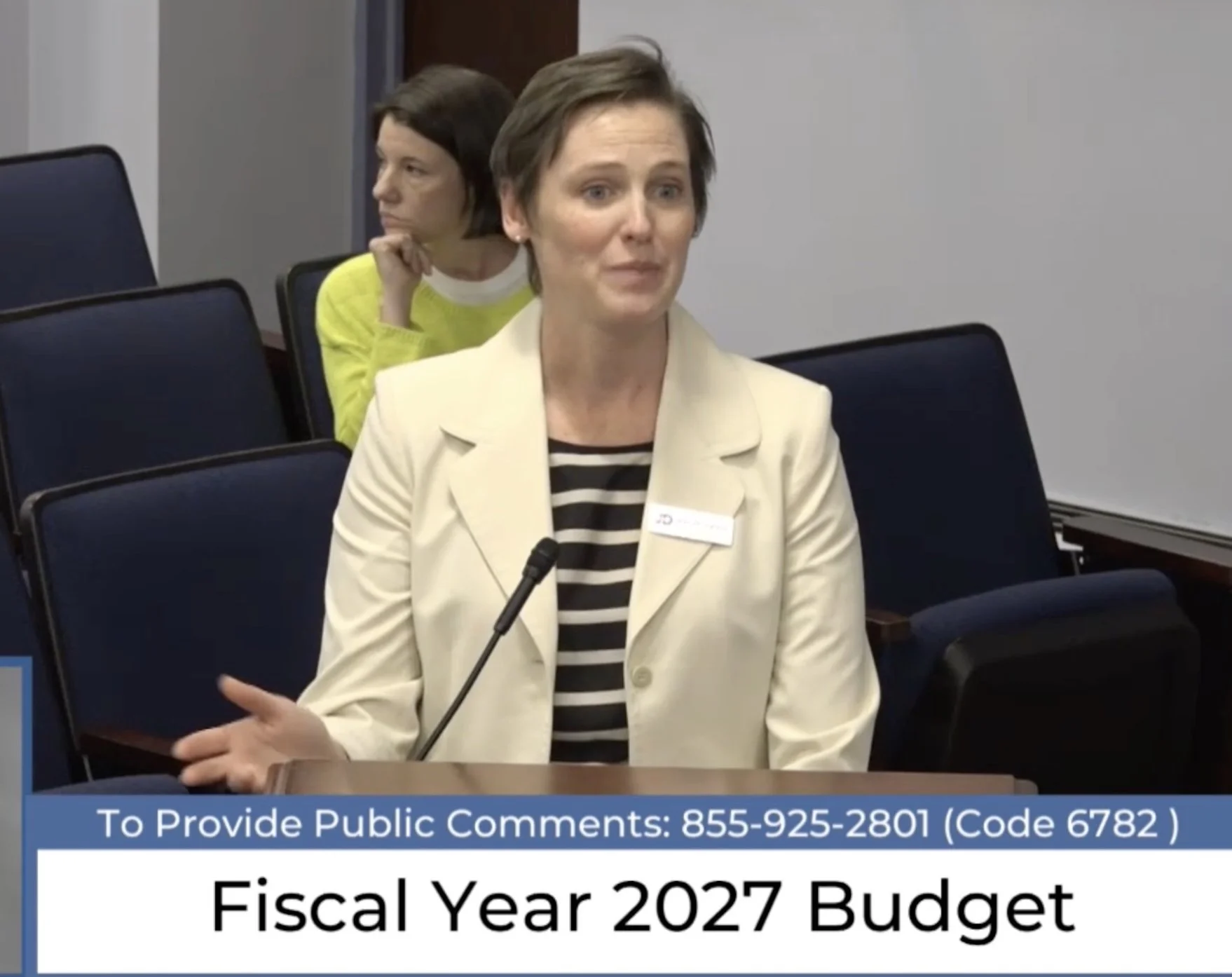 Jess addressing the members of the Frederick County Budget  Commission