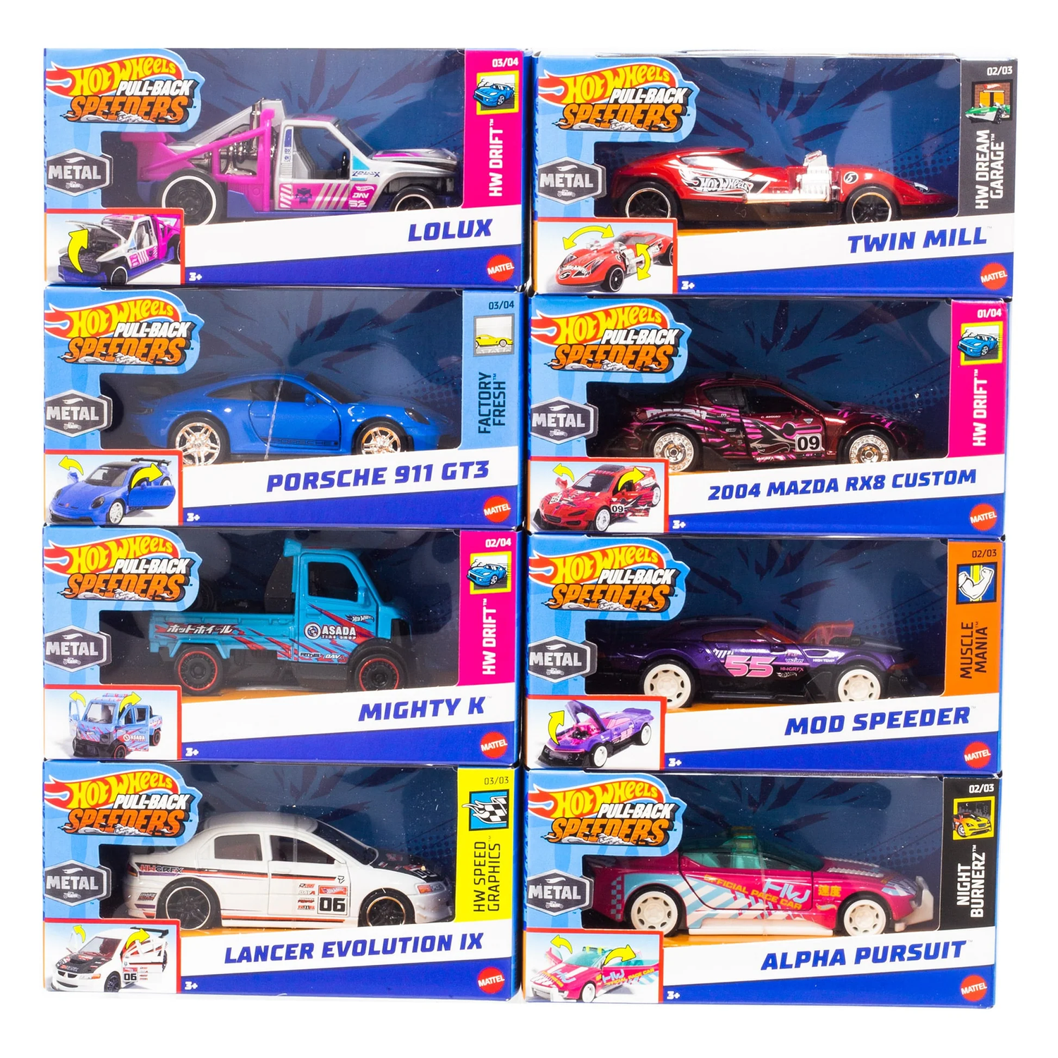 Hot Wheels Pull-Back 6台セット Hot Wheels Pull Back Speeders — Matt's Diecast Shop