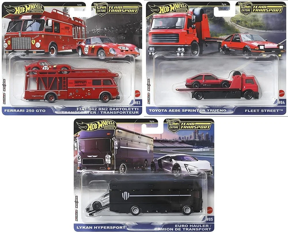 Hot Wheels 2025 Team Transport – Mix 4H (Ferrari, Lykan, Toyota AE86)