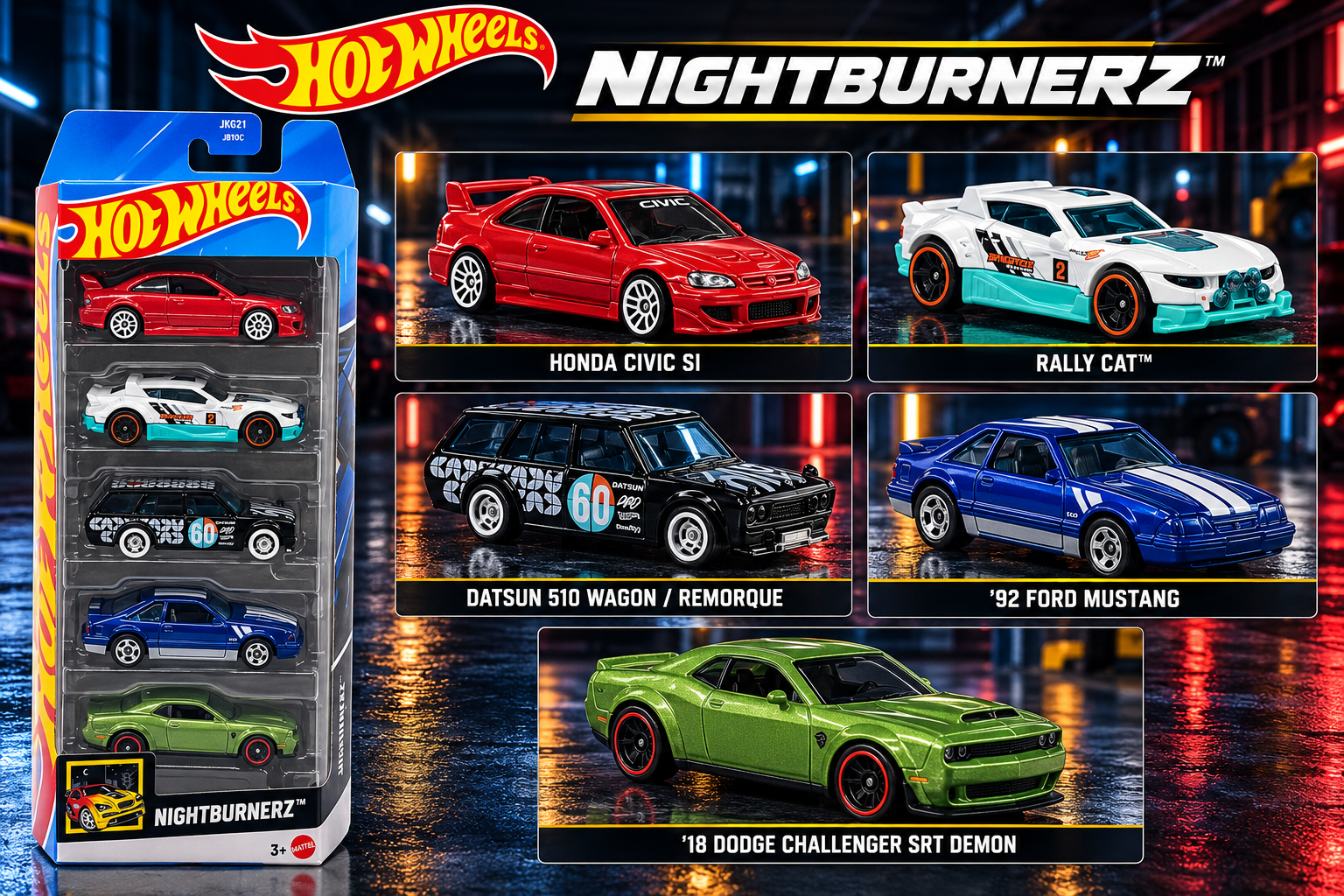 Hot Wheels Nightburnerz 5-Pack – 2026 Diecast Cars