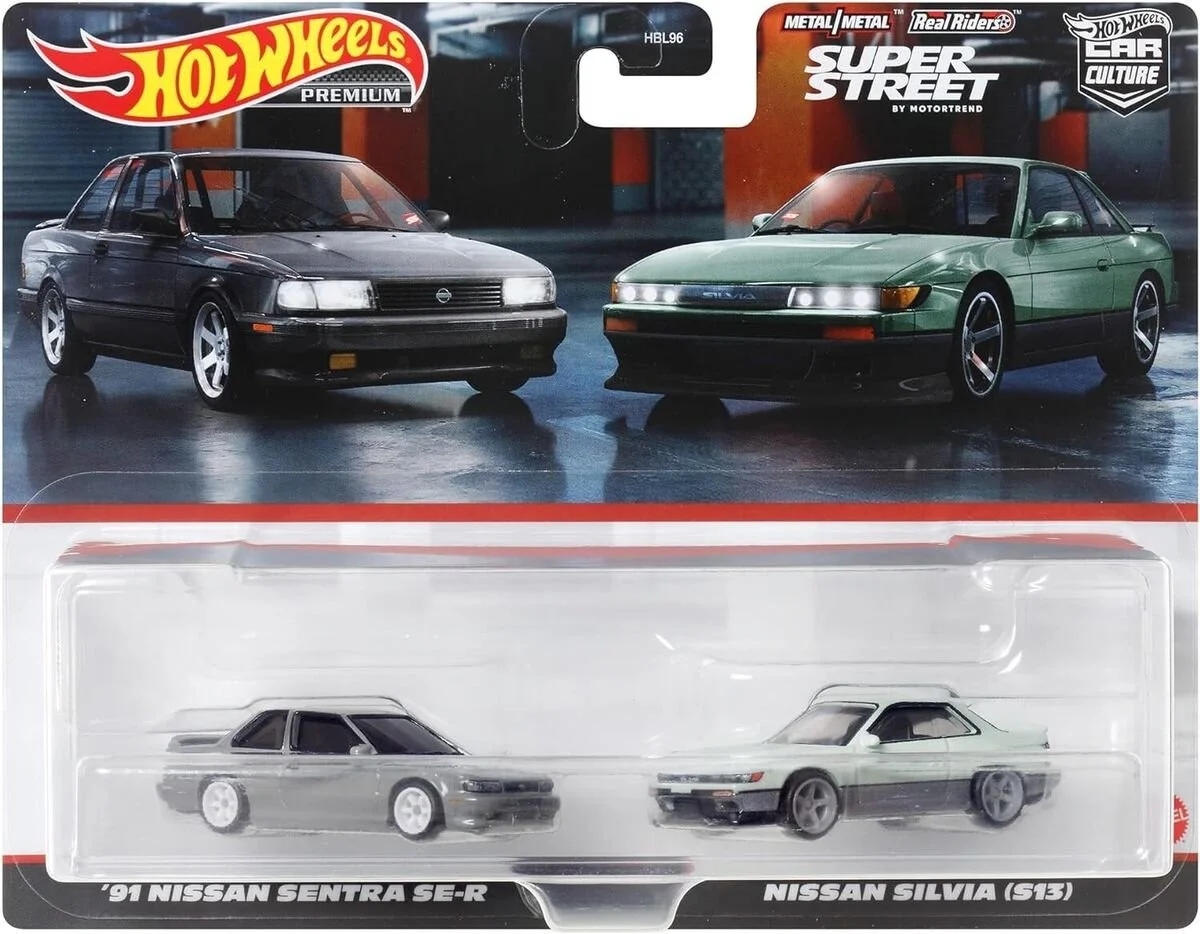 Hot Wheels Premium Car Culture 2-Pack – ’91 Nissan Sentra SE-R & Nissan Silvia (S13)