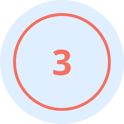 A light blue circle with a red border inside and the number 3 in the center.