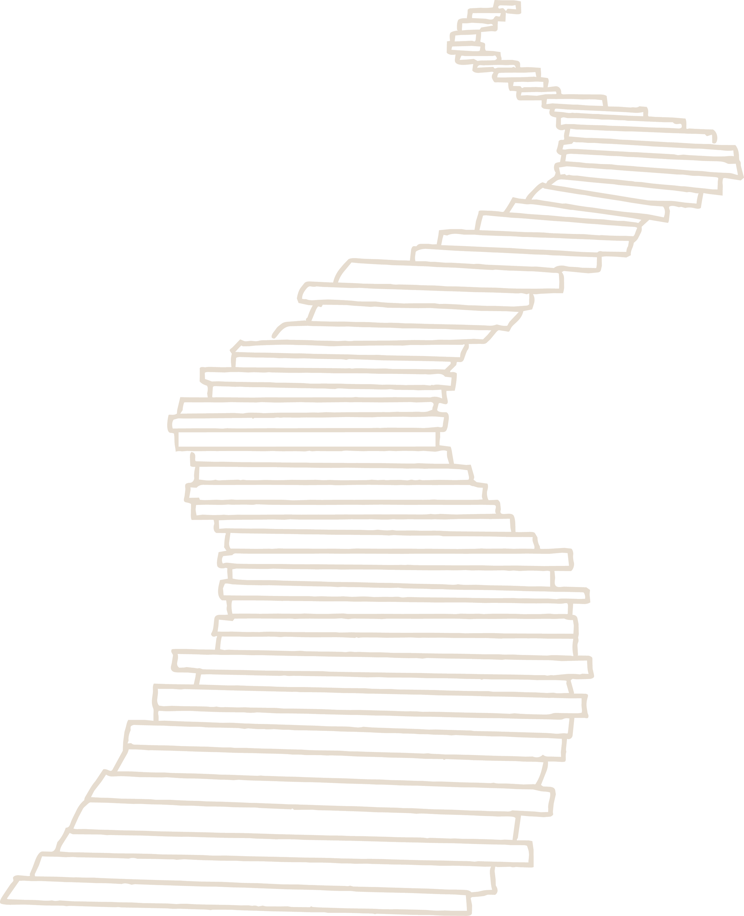 A hand drawn depiction of a light colored boardwalk