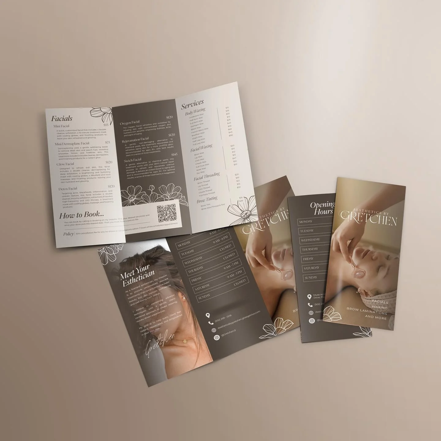 Aesthetics by Gretchen went all in with the full package, and I couldn&rsquo;t be more obsessed with how cohesive and elevated everything turned out ⭐️ Go check her out at @gretchen.9 

✅ Branding
✅ Brand Guidelines
✅ Business Cards
✅ Brochure
✅ Webs