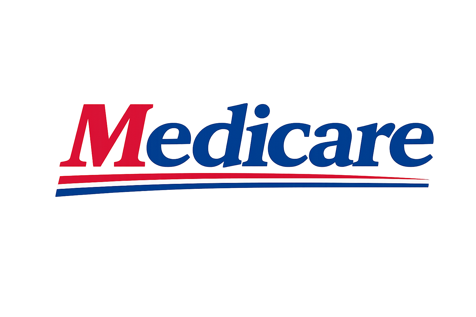 A 3D sign with the word 'Medicare' in large red and blue letters, with a red, white, and blue stripe underneath, against a black background.