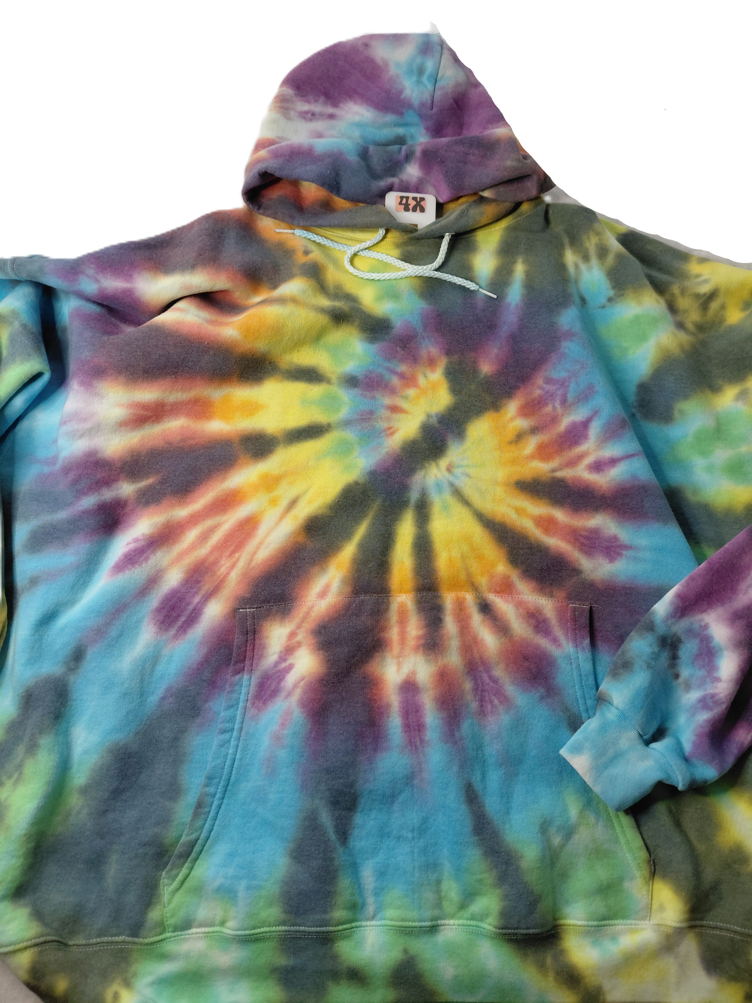 4X Rainbow black preshrunk hoodie