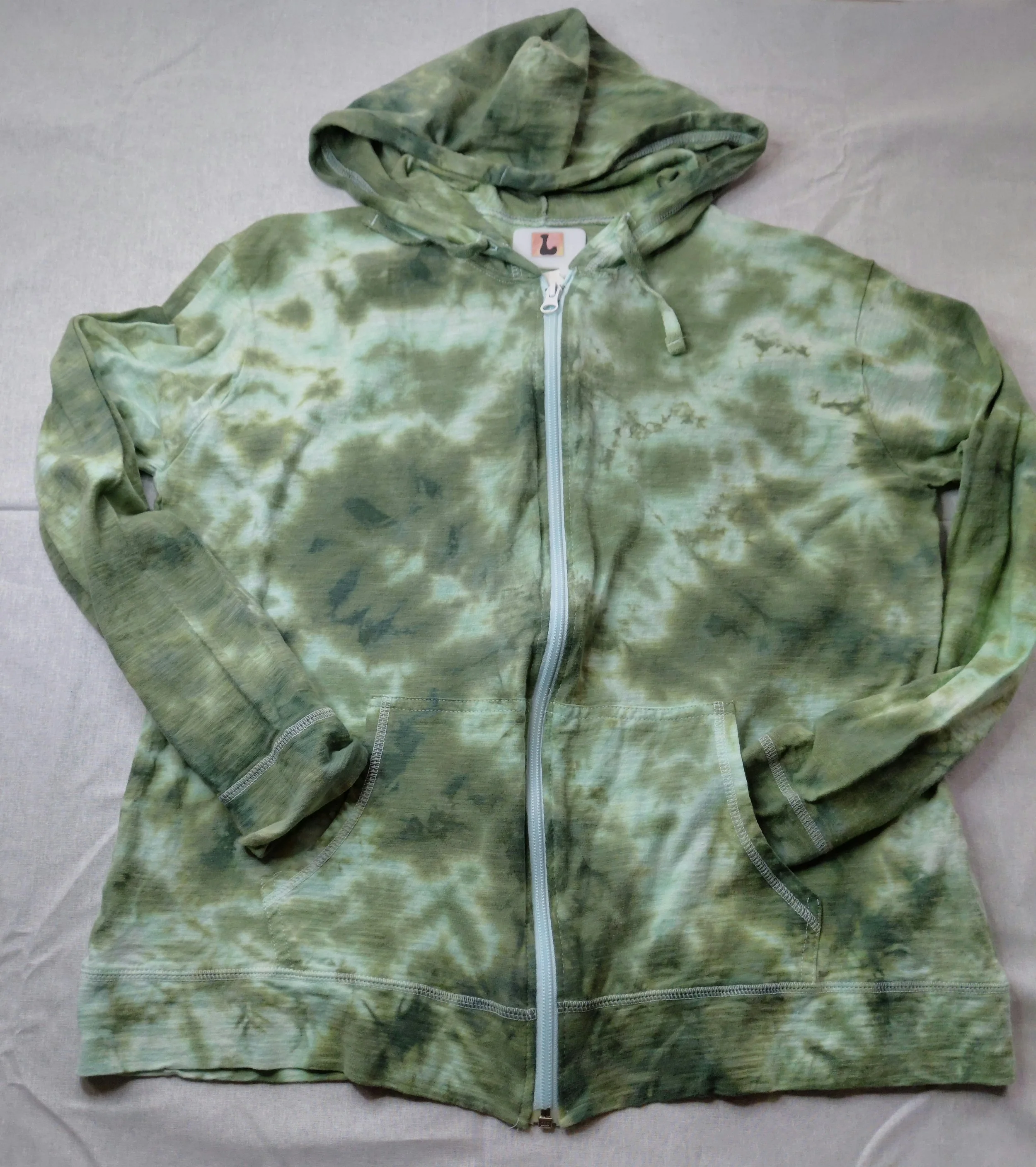 Moss Drift Tie-Dye light knit zip hoodie | Size Large Women's
