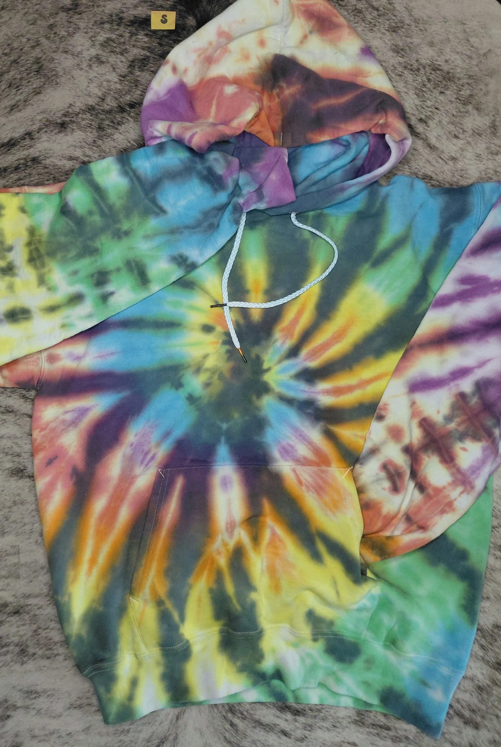 Small Rainbow black preshrunk hoodie