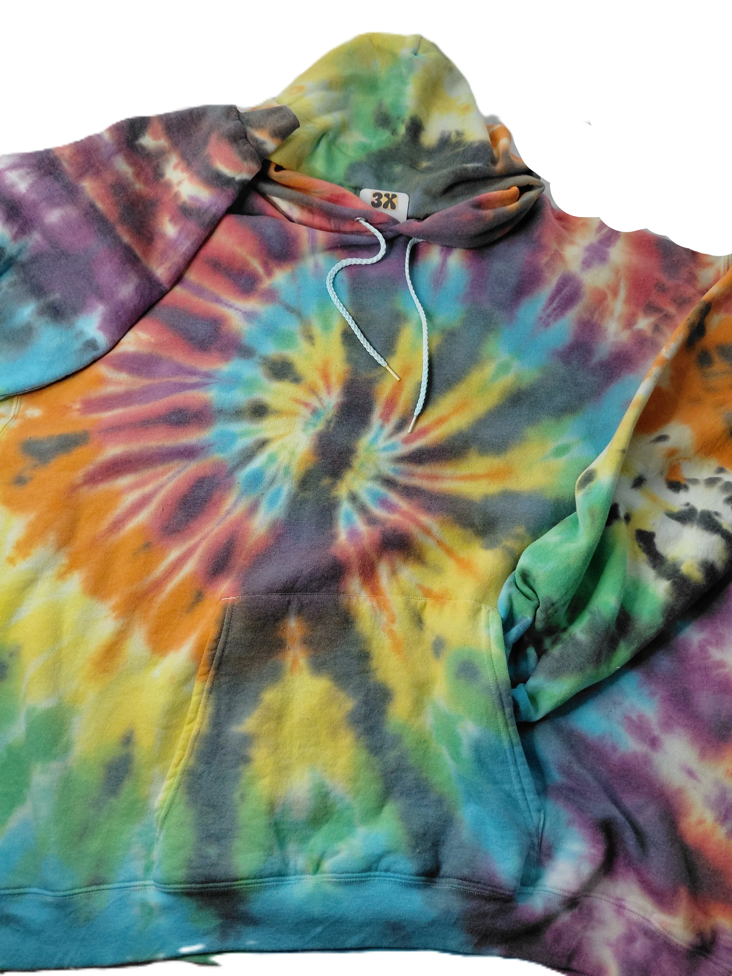 3X Rainbow black preshrunk hoodie