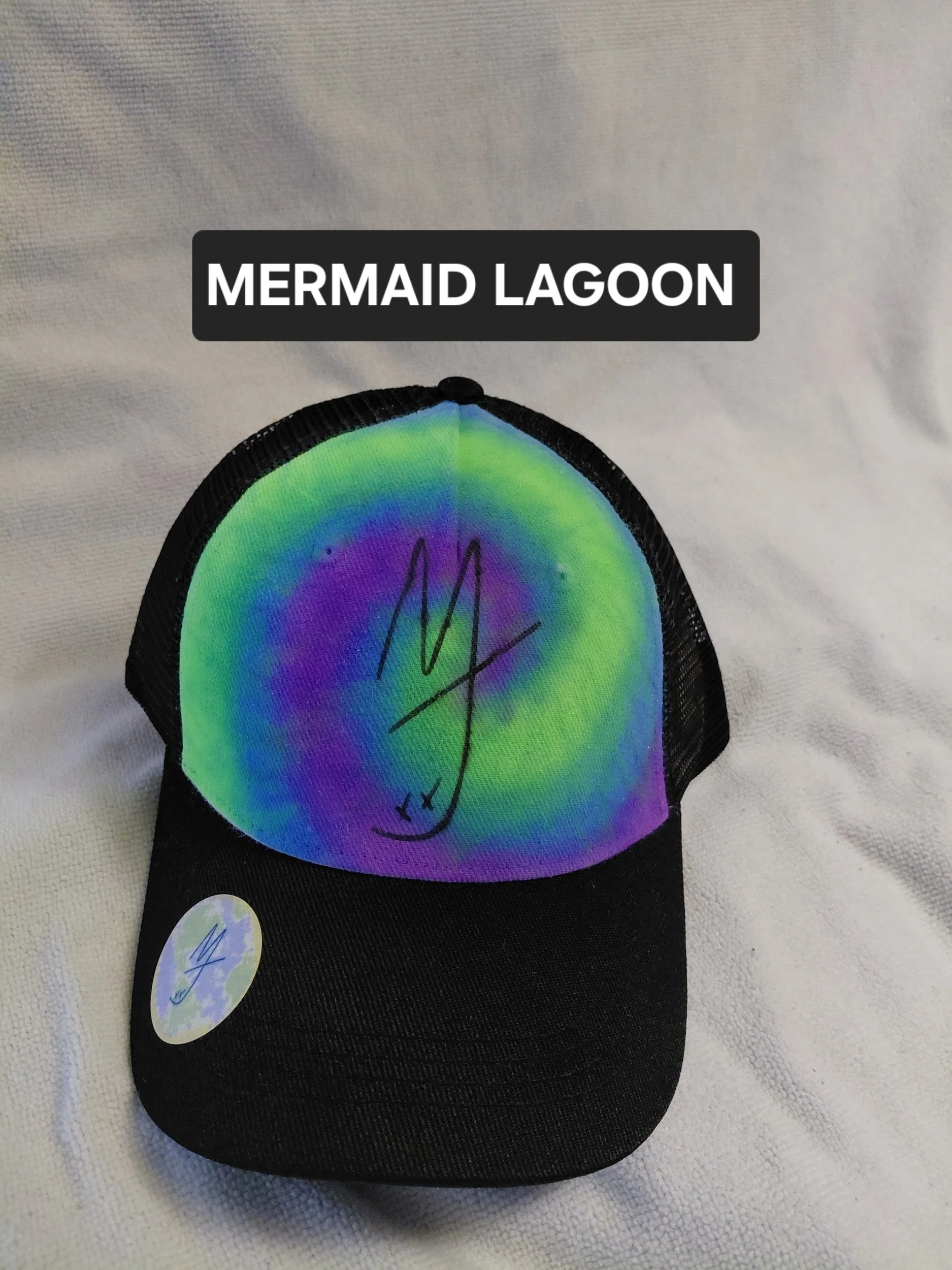Mermaid Lagoon Trucker Hat airbrushed tie-dye