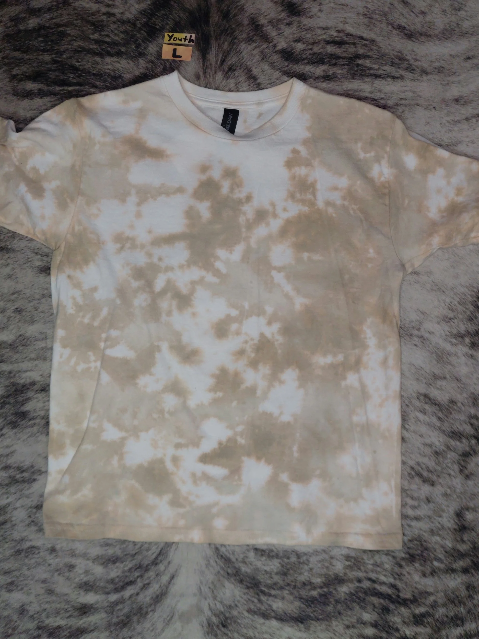 Large youth neutral tan tie-dye