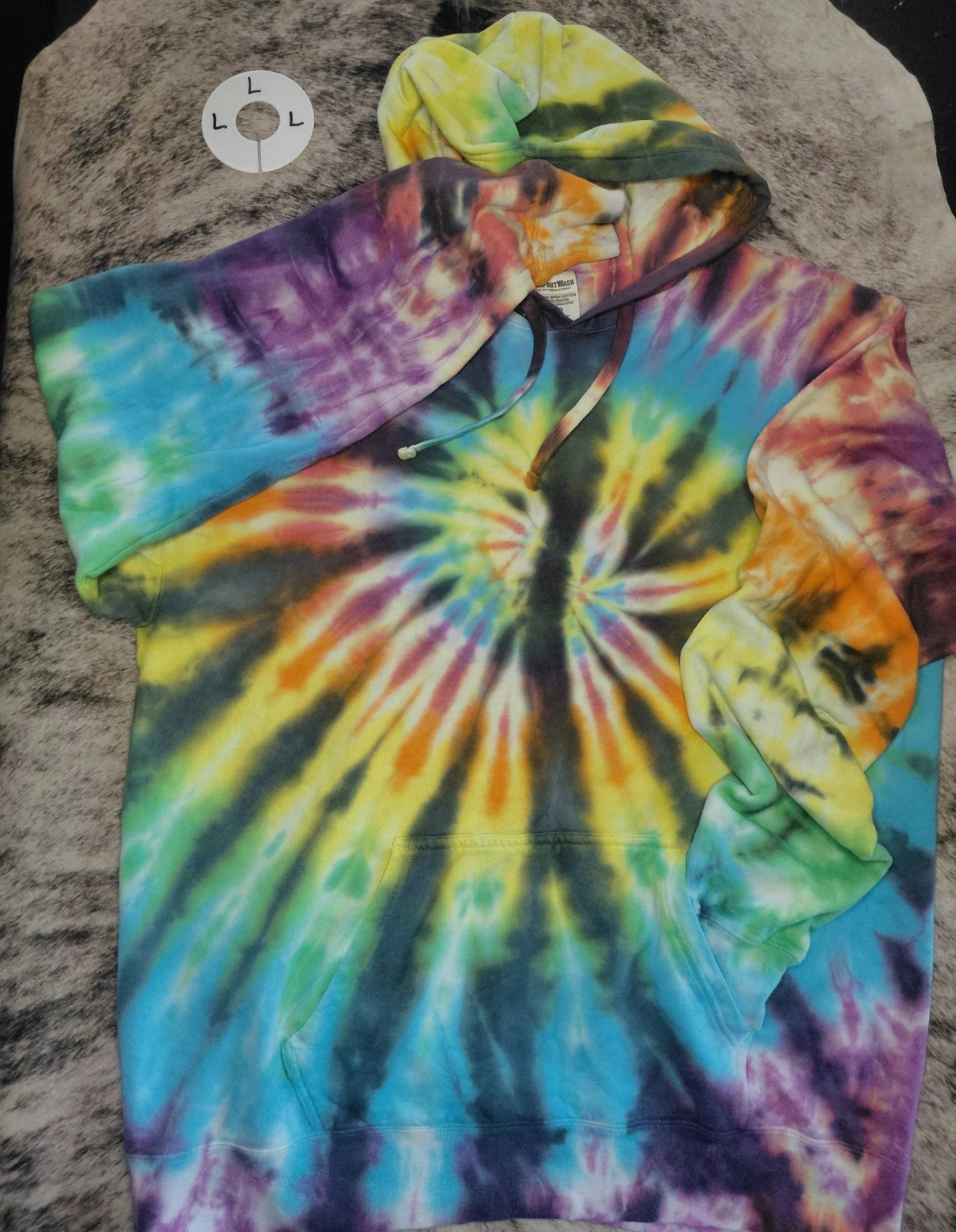 Large Rainbow black preshrunk hoodie