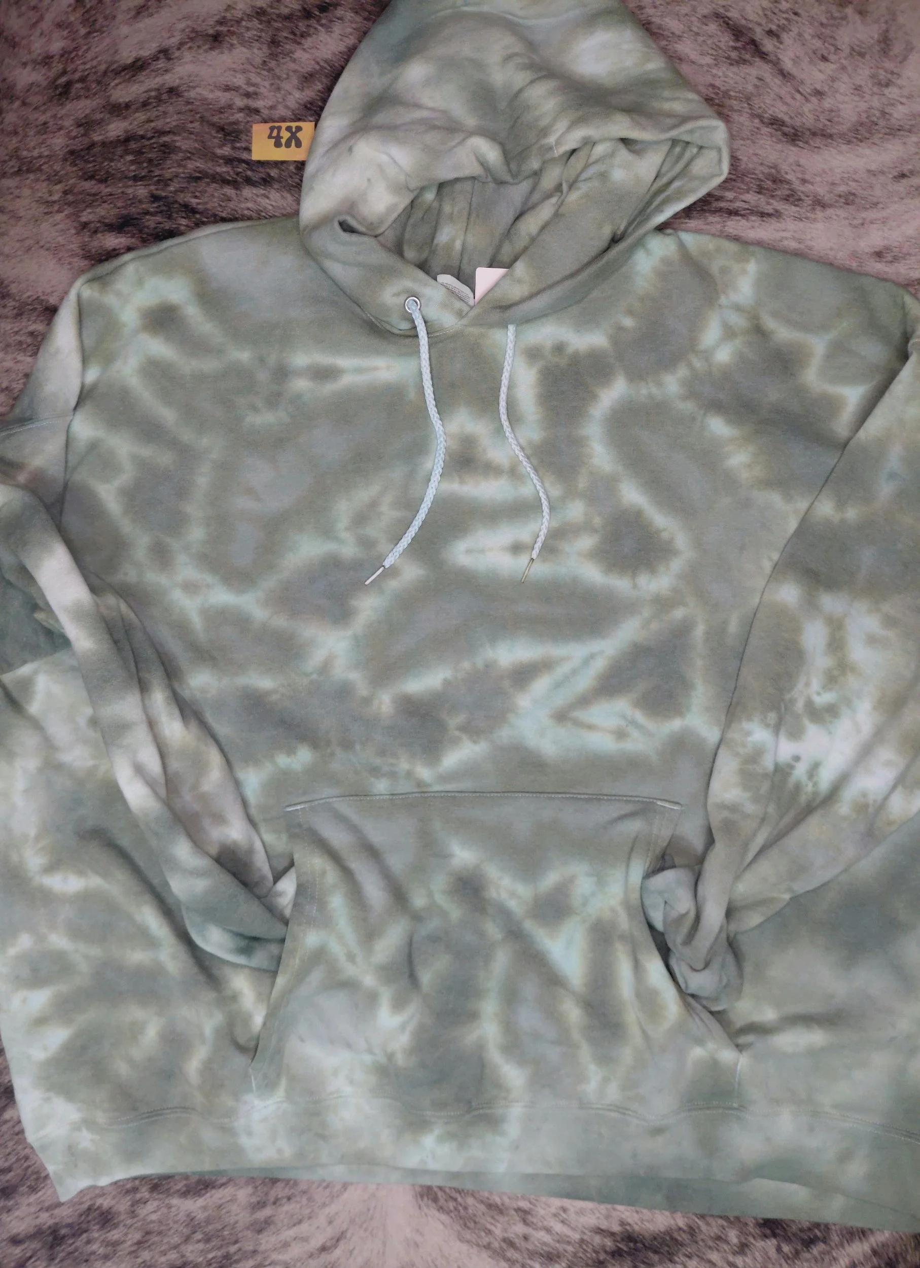 4x moss green tie-dye hoodie