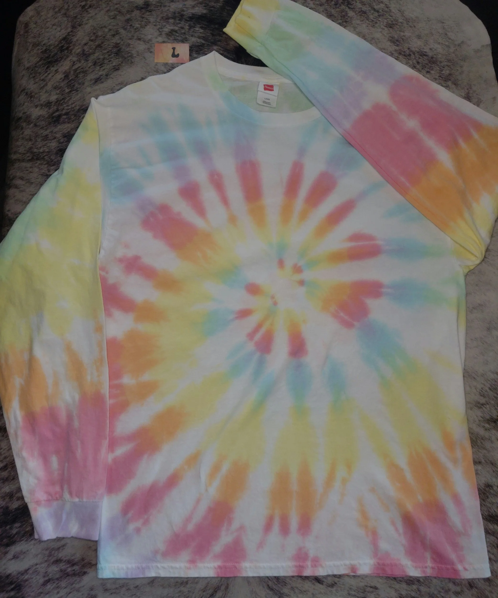 Large long sleeve rainbow pastel tie dye