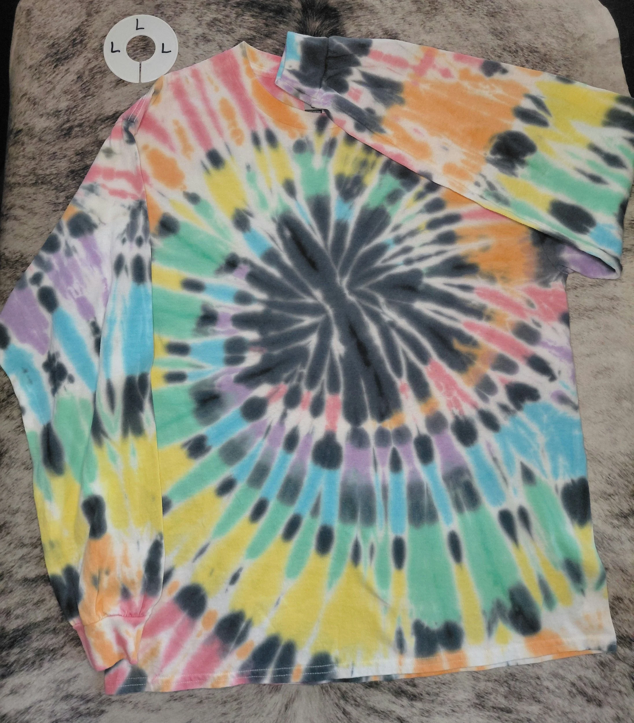 Large long sleeve rainbow black hole tie-dye