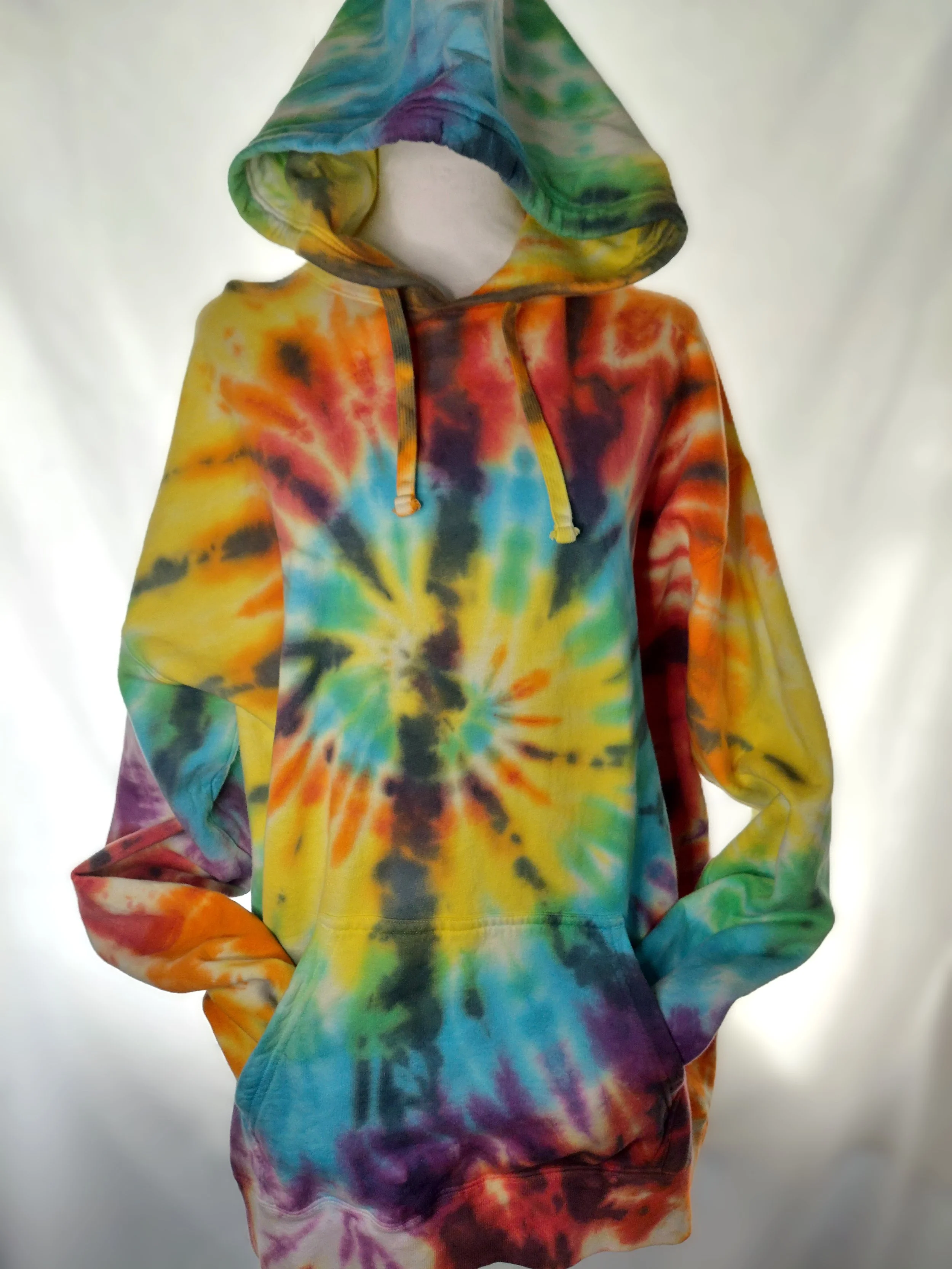 Large Rainbow black preshrunk hoodie
