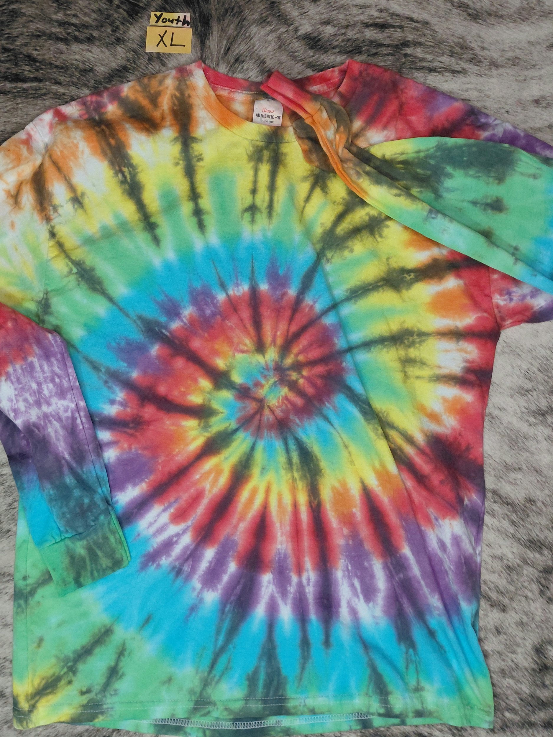 XL Youth Long sleeve rainbow tie-dye