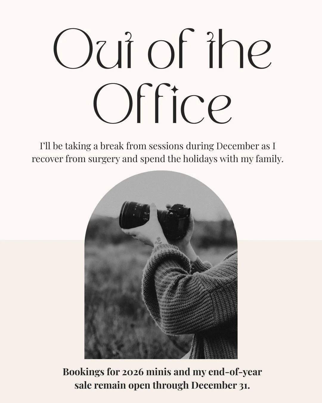 A little life update 💛

I&rsquo;ll be taking a break from sessions during December &mdash; I&rsquo;m having surgery and taking the month to rest, recover, and spend time with my family for the holidays. I may pop in to respond to an email here and t