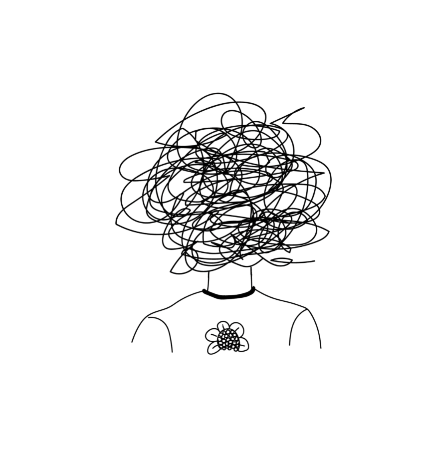 A head made of swirly lines