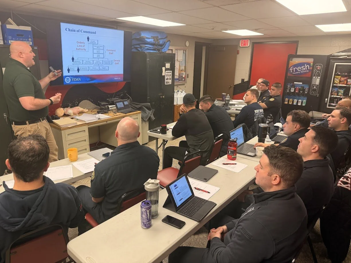 Lead Instructor Ryan Dullea teaching ICS 300 for the Kearny Fire Department 1/2026