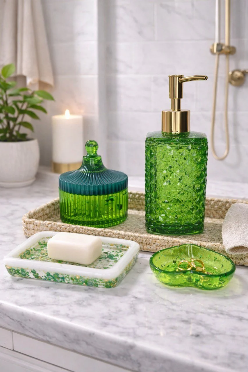 Jeu d'accessoires de douche  en résine (4 Pcs)