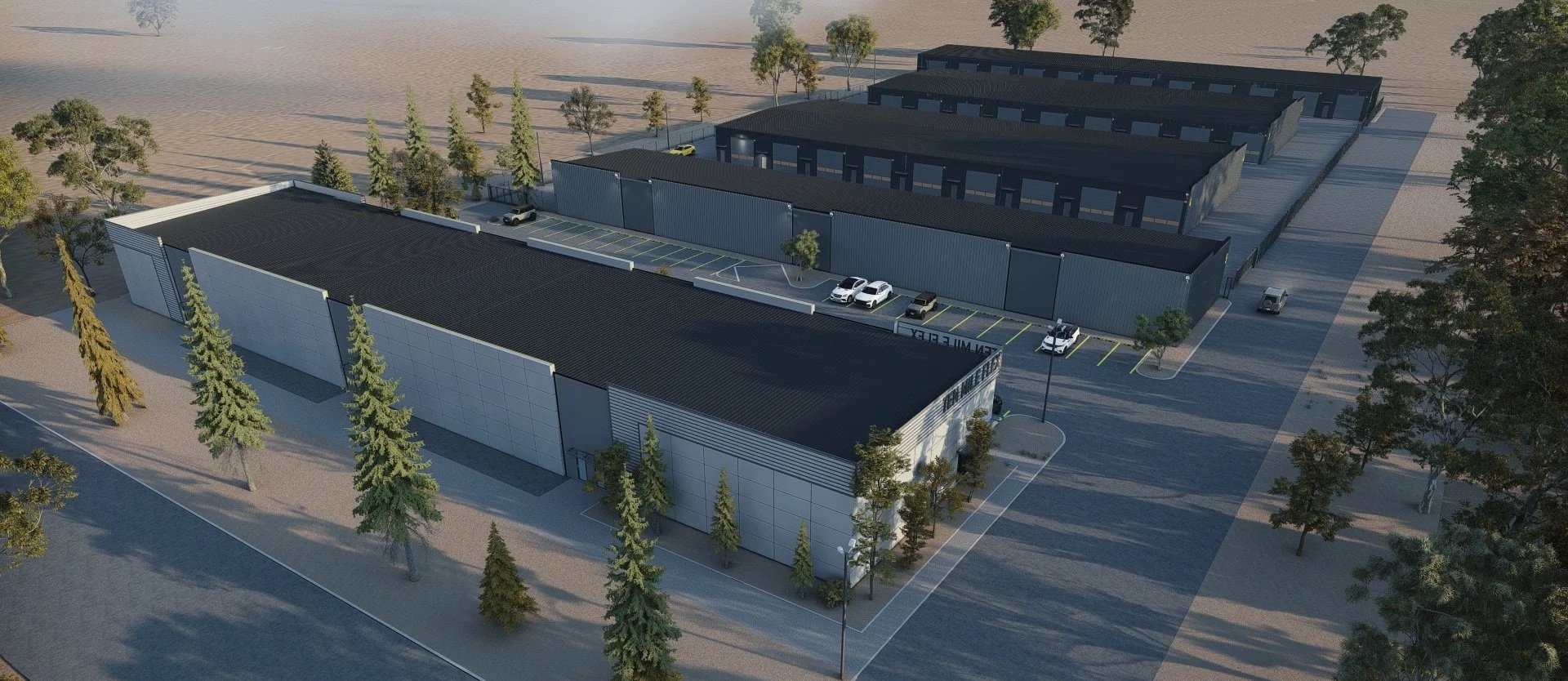 Aerial view of the full facility