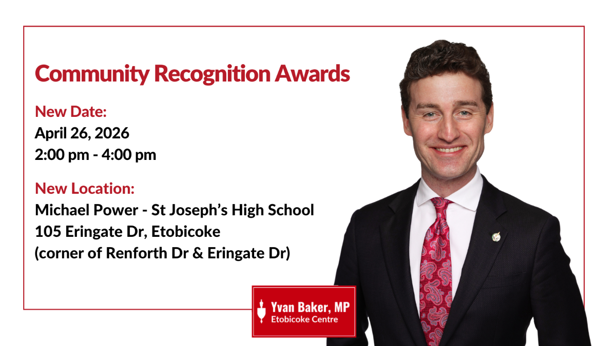 Yvan Baker's Community Recognition Awards